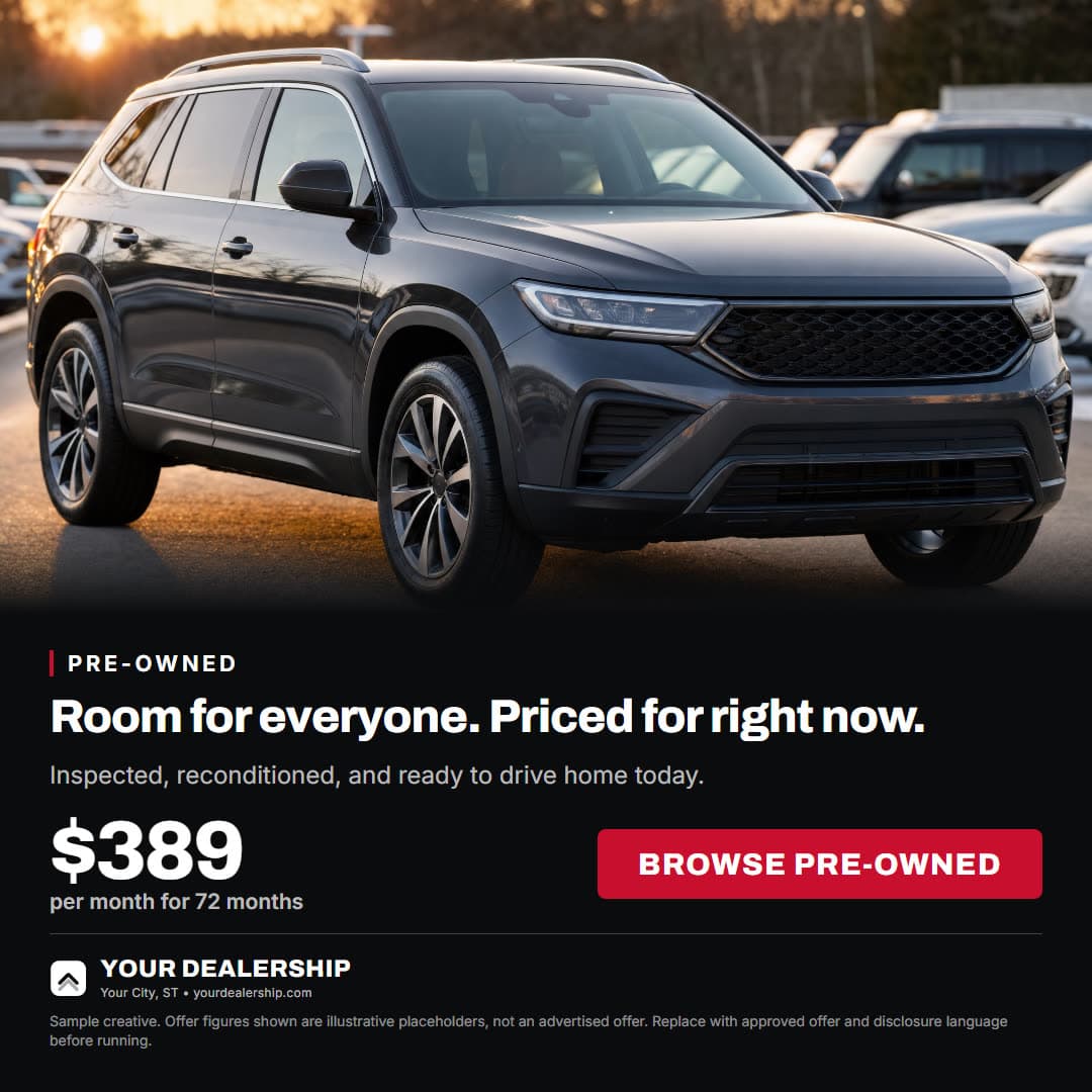 SUV offer, Meta feed